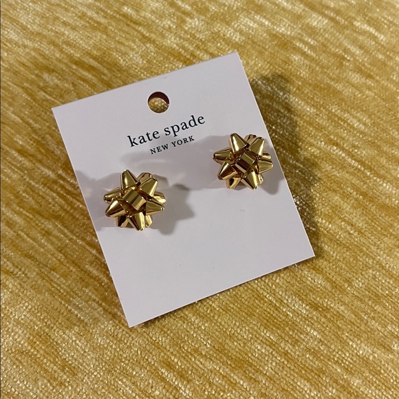Kate Spade Bourgeois Gift Bow Gold Earrings - Picture 1 of 5